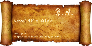 Nevelős Alex névjegykártya